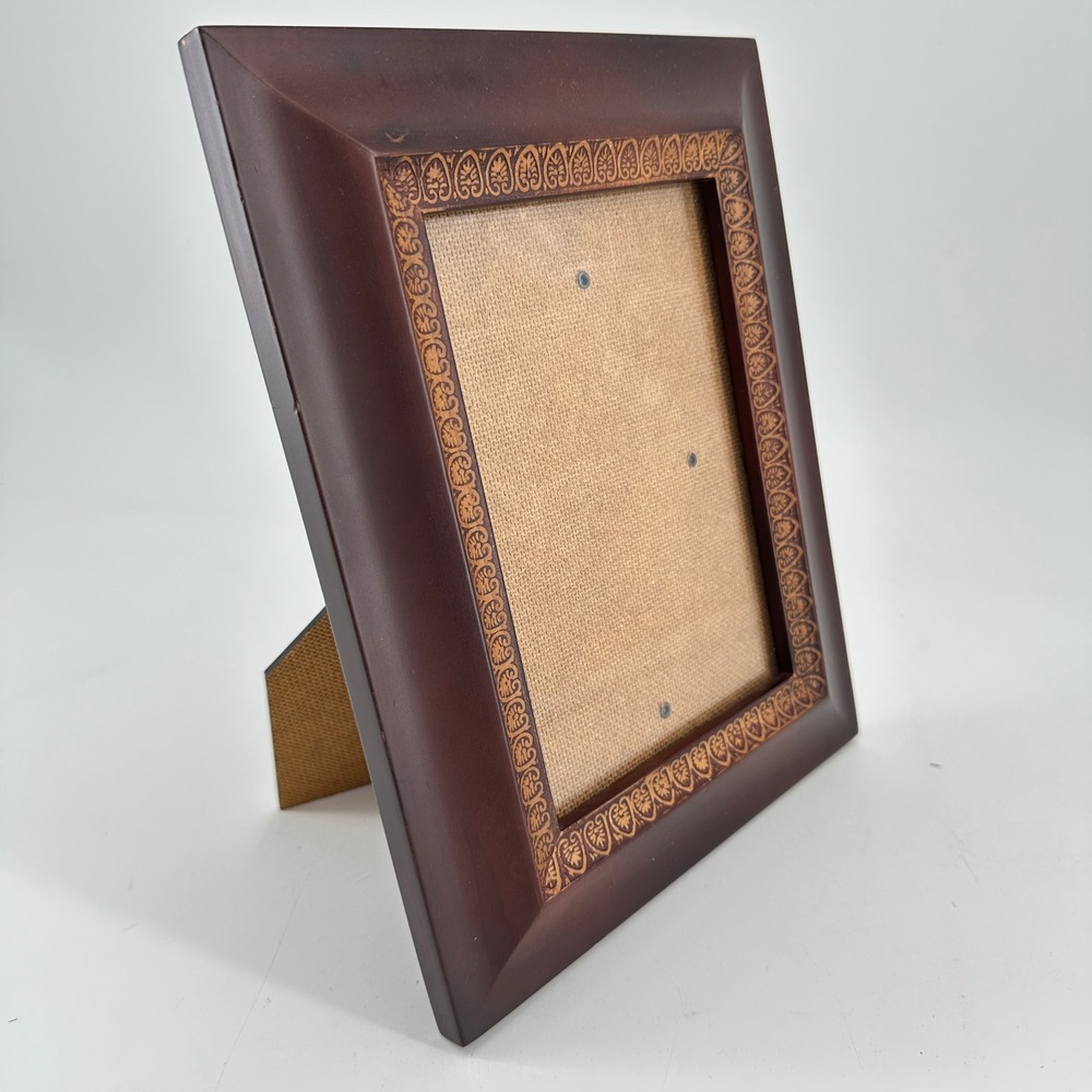 Rare Woods Mahogany 5x7‎ Picture Frame Gold Embossed Border Ornate Classic